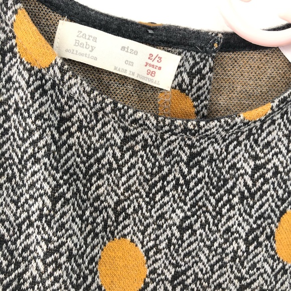 Zara gray & mustard dot dress Size 2/3 - Picture 4 of 4